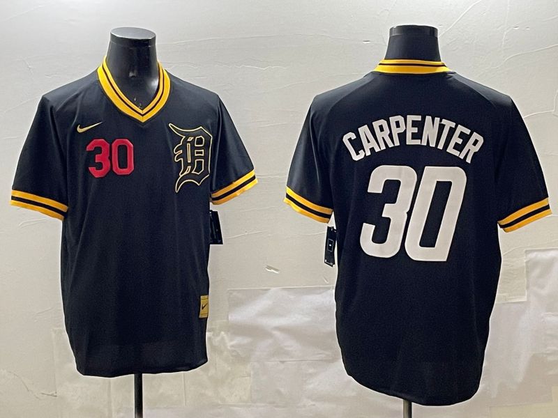 Men Detroit Tigers #30 Carpenter Black Gold Game 2025 Nike MLB Jersey style 2->detroit tigers->MLB Jersey